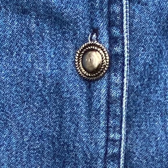 Vintage Denim Patchwork Red Bandana Jean Jacket Western Cowgirl Paisley Rodeo-XL - Picture 6 of 15